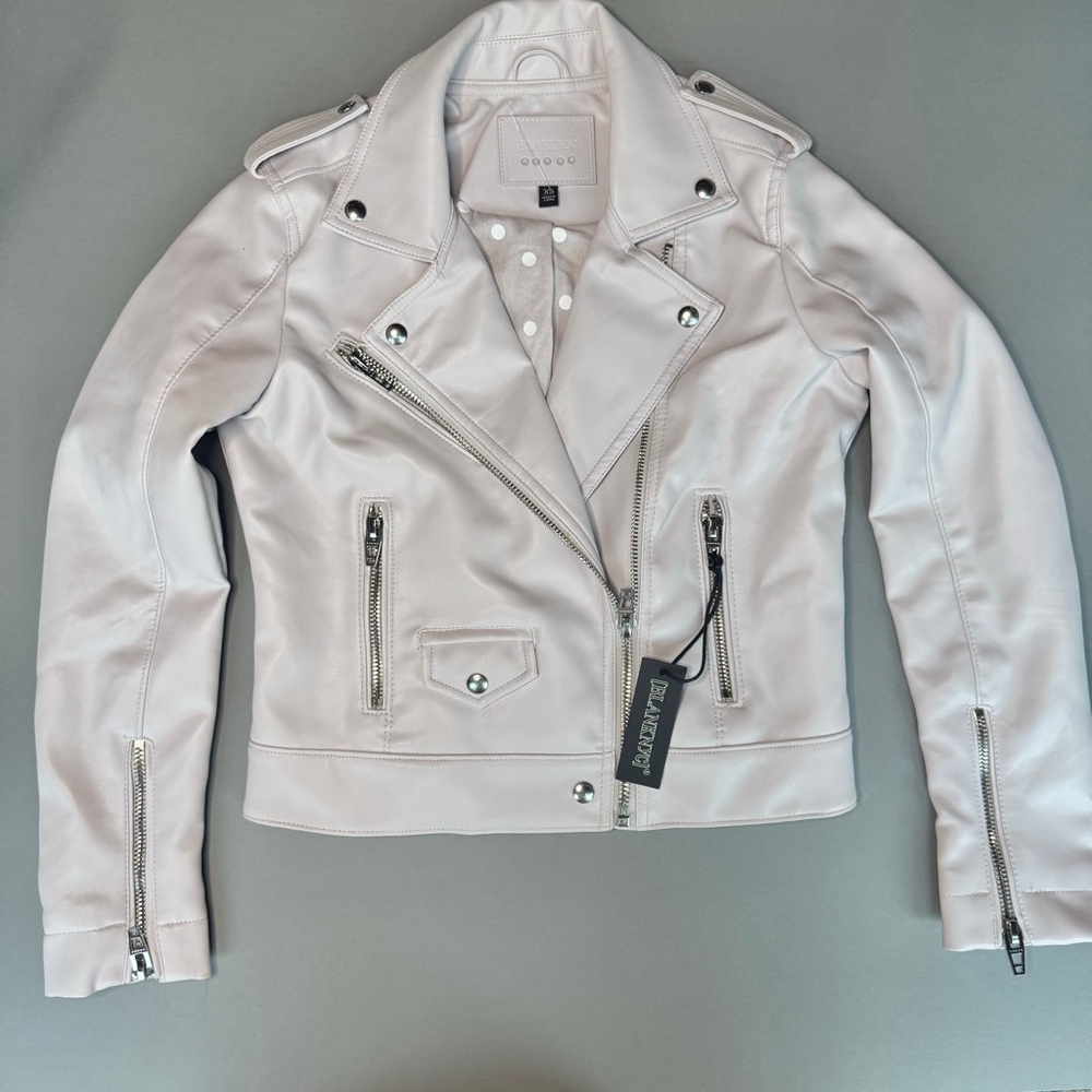 BlankNYC Moto Jacket XS NWT Vegan Leather Biker Off White / Ivory - Picture 8 of 8